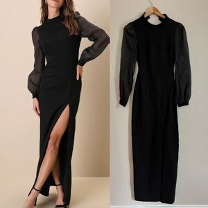 NWOT Seeking Sophistication Black Backless Balloon Sleeve Maxi Dress